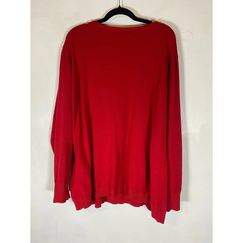 Villa Milano 3X Red Wool Blend Beaded Sweater Rhinestone Long Sleeve Soft
